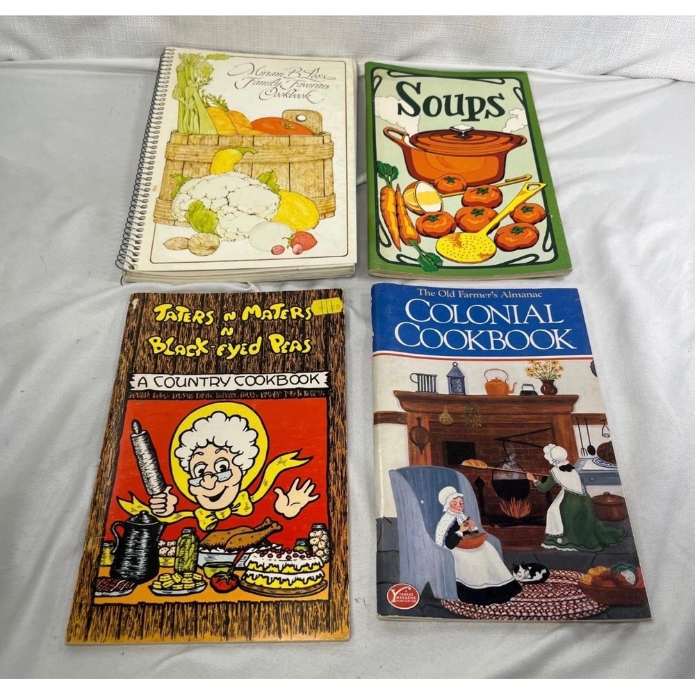 Vintage Cookbook Lot of 4 Miriam B Loo Colonial Cookbook Soups Country Cooking